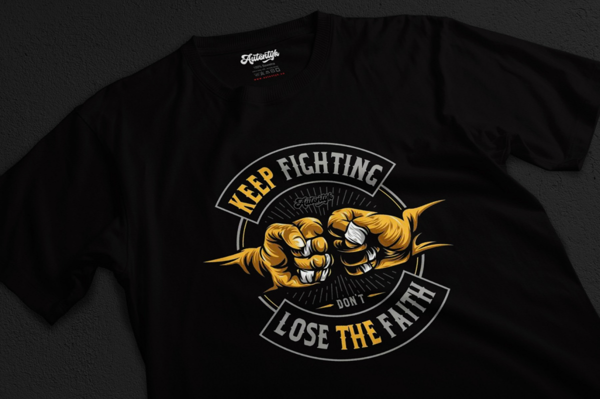 T-shirt Autentyk Typo "Keep Fighting"