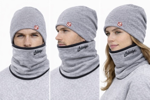 Komplet zimowy czapka + komin Autentyk melanż