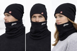 Komplet zimowy czapka + komin Autentyk czarny