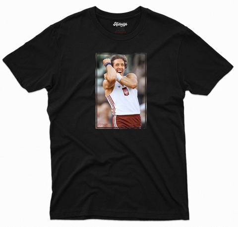 Koszulka Gest Kozakiewicza Autentyk – czarna, t-shirt sportowy z legendarnym gestem