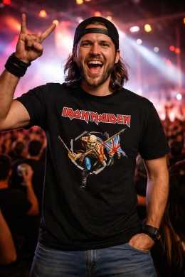 Koszulka Iron Maiden Autentyk – czarna, t-shirt z Eddiem i klasycznym logo zespołu